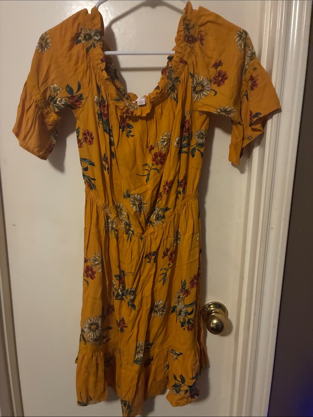Xhilaration Mustard Yellow Floral Mini Dress